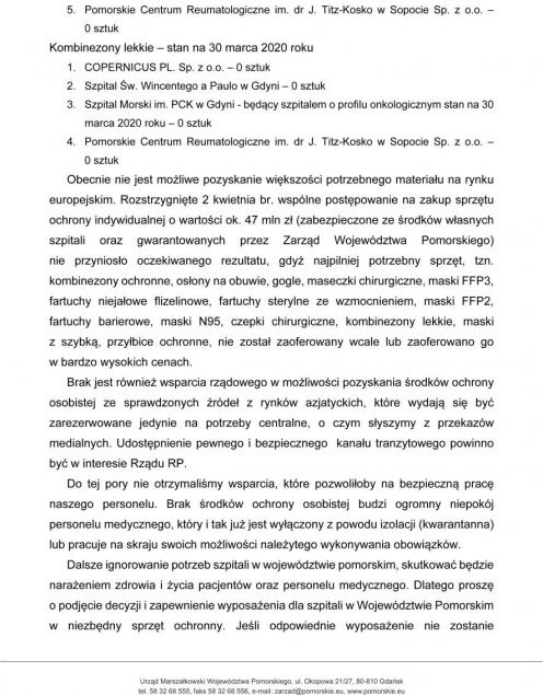 Ogromne braki element&oacute;w ochronnych w szpitalach marszałkowskich na Pomorzu