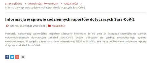 Powiatowe stacje sanitarno-epidemiologiczne nie będą już przekazywały mediom informacji o nowych zakażeniach