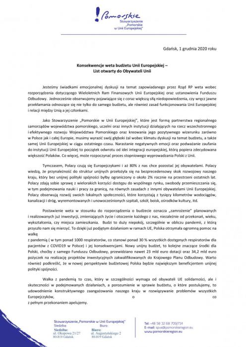 Starostowie chojnicki i człuchowski oraz burmistrz Chojnic podpisali list otwarty do Obywateli Unii Europejskiej