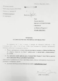 Centrum Park w Chojnicach musi rozpatrzyć wniosek radnej w sprawie umowy z wicestarostą chojnickim