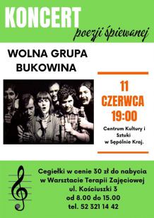 11 czerwca w Sępólnie Krajeńskim odbędzie się charytatywny koncert Wolnej Grupy Bukowina na rzecz miejscowych WTZ