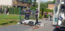 Poważny wypadek w Łęgu. Po rannego motocyklistę przyleciał śmigłowiec