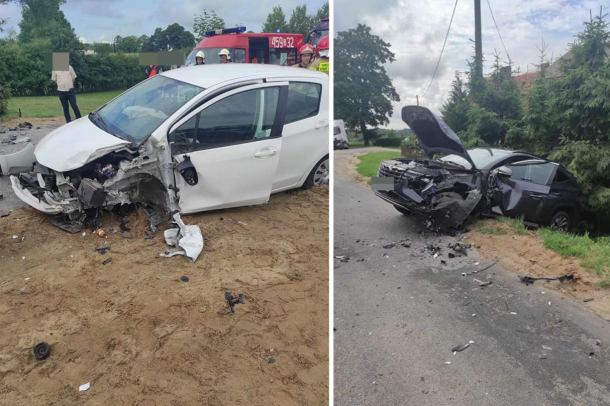 Toyota i hyundai zderzyły się na drodze nr 221 w gminie Nowa Karczma. Jedna osoba jest poszkodowana