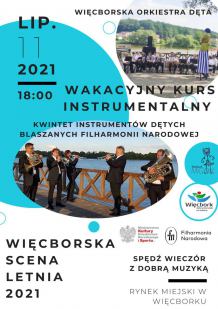 Kwintet instrumentów blaszanych Filharmonii Narodowej w Warszawie na muzycznej scenie letniej w Więcborku