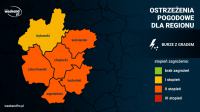 Burze z gradem, silny deszcz z burzami, upał. Ostrzeżenia 2. stopnia dla całego regionu (AKTUALIZACJA)