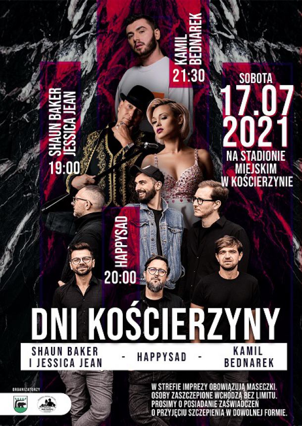 Shaun Baker i Jessica Jean, Happysad i Kamil Bednarek. W sobotę 17 lipca koncerty gwiazd w Kościerzynie