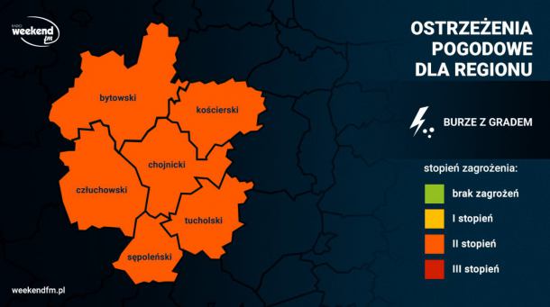 Uwaga na burze z gradem. IMGW podwyższył stopień zagrożenia dla powiatów w regionie (AKTUALIZACJA)