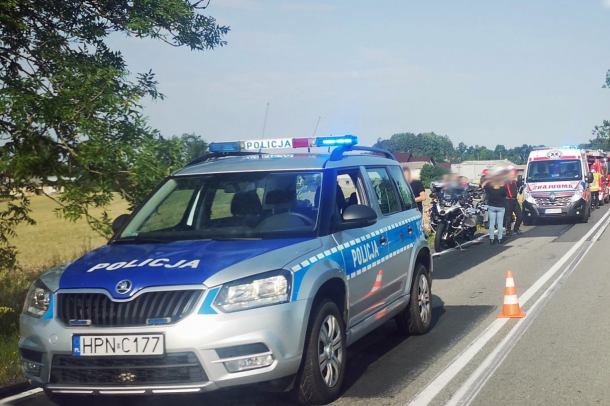 Wypadek z udziałem motocyklisty na drodze krajowej nr 20 w okolicach Bytowa