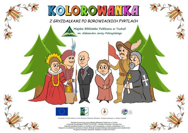Miejska Biblioteka Publiczna w Tucholi wydała kolorowankę dla dzieci z wydarzeniami i postaciami związanymi z historią miasta