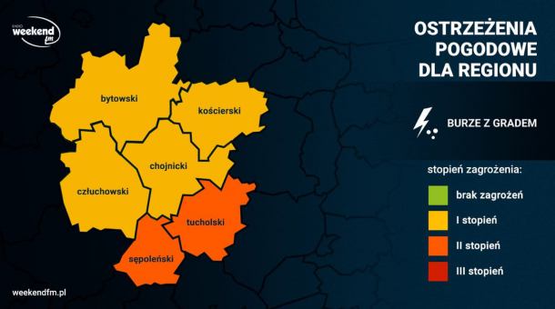 Kolejny dzień z burzami. Dla powiatów tucholskiego i sępoleńskiego IMGW wprowadził 2. stopień zagrożenia