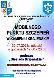 Mobilny punkt szczepień stanie jutro (30.07) w Kamieniu Krajeńskim