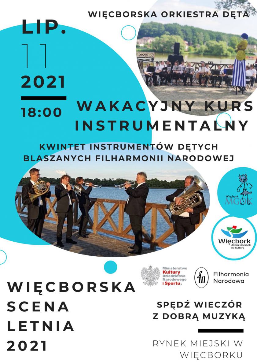 Kwintet instrumentów blaszanych Filharmonii Narodowej w Warszawie na muzycznej scenie letniej w Więcborku
