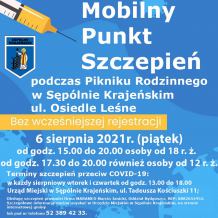 Mobilny punkt szczepień stanie jutro (06.08) w trakcie inauguracji Dni Sępólna Krajeńskiego