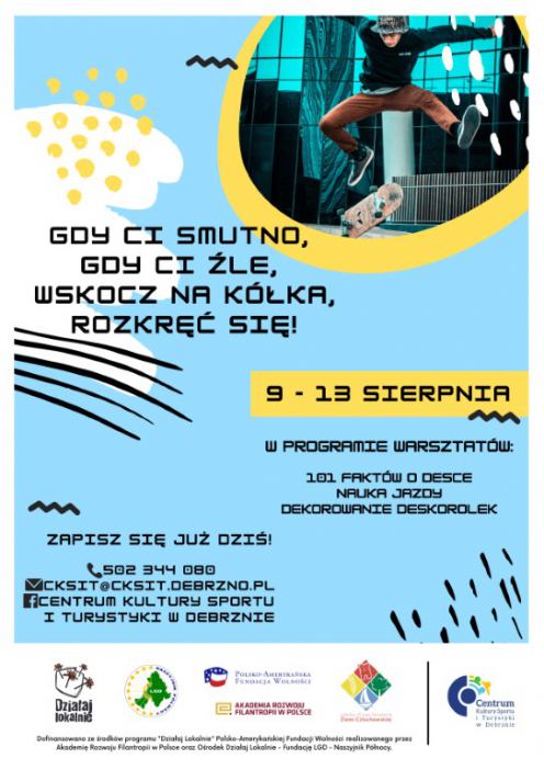 W Debrznie będą się uczyć, jak jeździć na deskorolce. Centrum Kultury, Sportu i Turystyki zaprasza na warsztaty