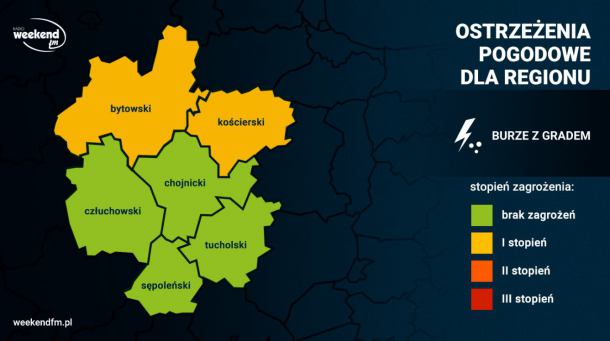 Uwaga na burze z gradem w powiatach bytowskim i kościerskim