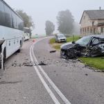 Zderzenie autobusu z osobówką w Sławęcienie. fot. KP PSP Chojnice