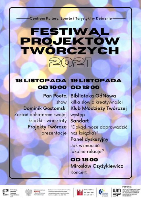W czwartek 18 listopada w Debrznie rusza dwudniowy Festiwal Projekt&oacute;w Tw&oacute;rczych. Sprawdź program