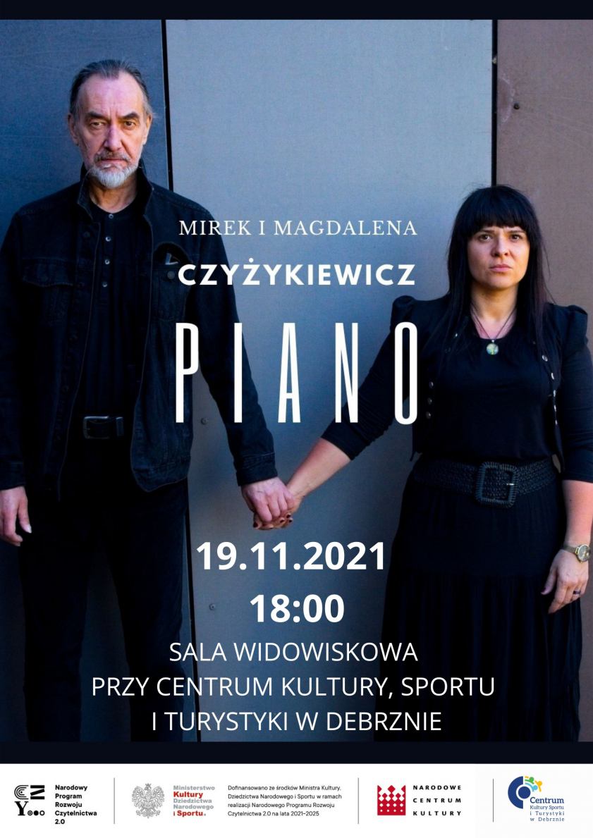 Poezja śpiewana w CKSiT w Debrznie. Dziś 19.11. koncert Piano w wykonaniu Mirka i Magdaleny Czyżykiewiczów