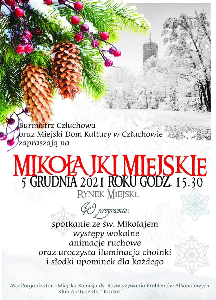 W niedzielę 5 grudnia Miejskie Mikołajki w Człuchowie. Organizatorzy zapraszają całe rodziny