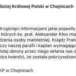 Oświadczenie parafii MBKP w Chojnicach.