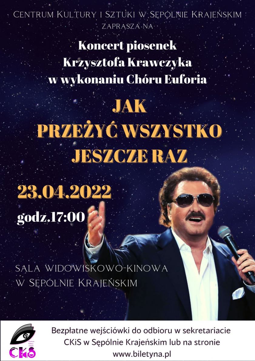 W Sępólnie Krajeńskim 23.04 dziś koncert piosenek Krzysztofa Krawczyka