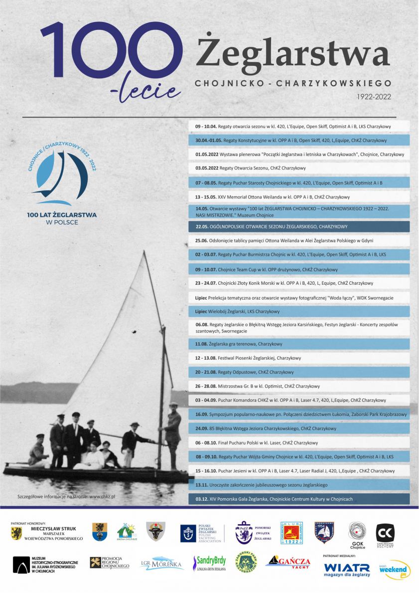 Tak będziemy świętować 100-lecie żeglarstwa chojnicko-charzykowskiego. ChKŻ opublikował program obchodów