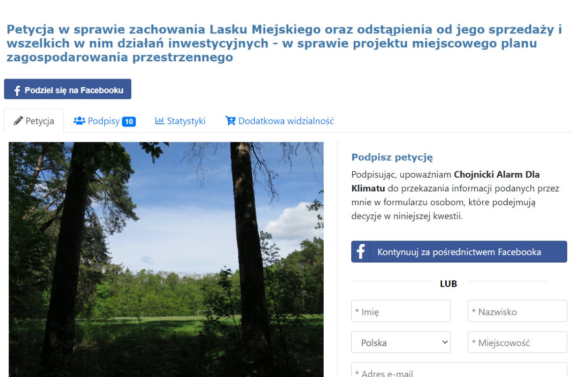 Chojnicki Alarm dla Klimatu sprzeciwia się sprzedaży polany w Lasku Miejskim w Chojnicach pod inwestycję. Prosi o podpisy pod petycją