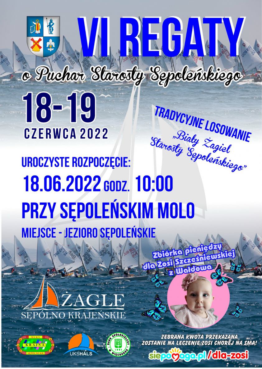 Dziś i jutro 18-19.06. na Jeziorze Sępoleńskim rozgrywane będą regaty dla najmłodszych Biały żagiel starosty
