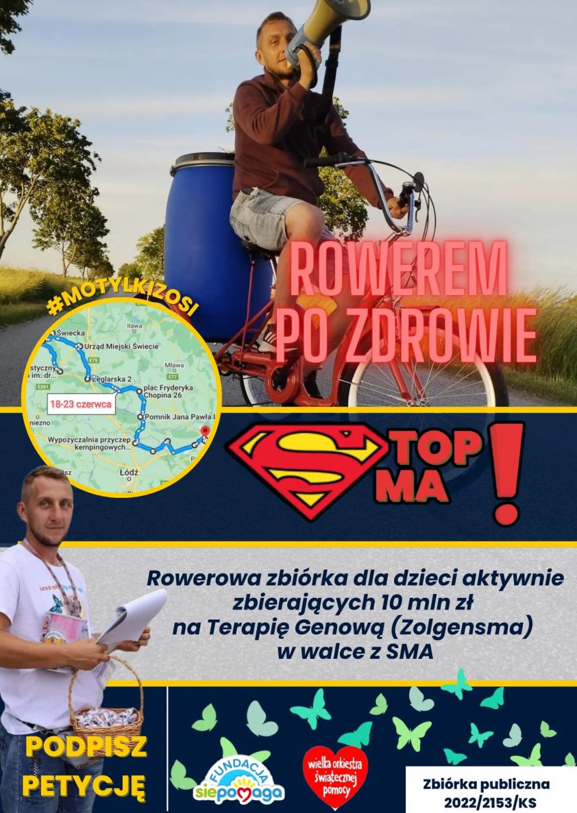 Tomasz Szcześniewski, ojciec chorej na SMA Zosi z Wałdowa koło Sępólna Krajeńskiego, ruszył rowerem do prezydenta Andrzeja Dudy