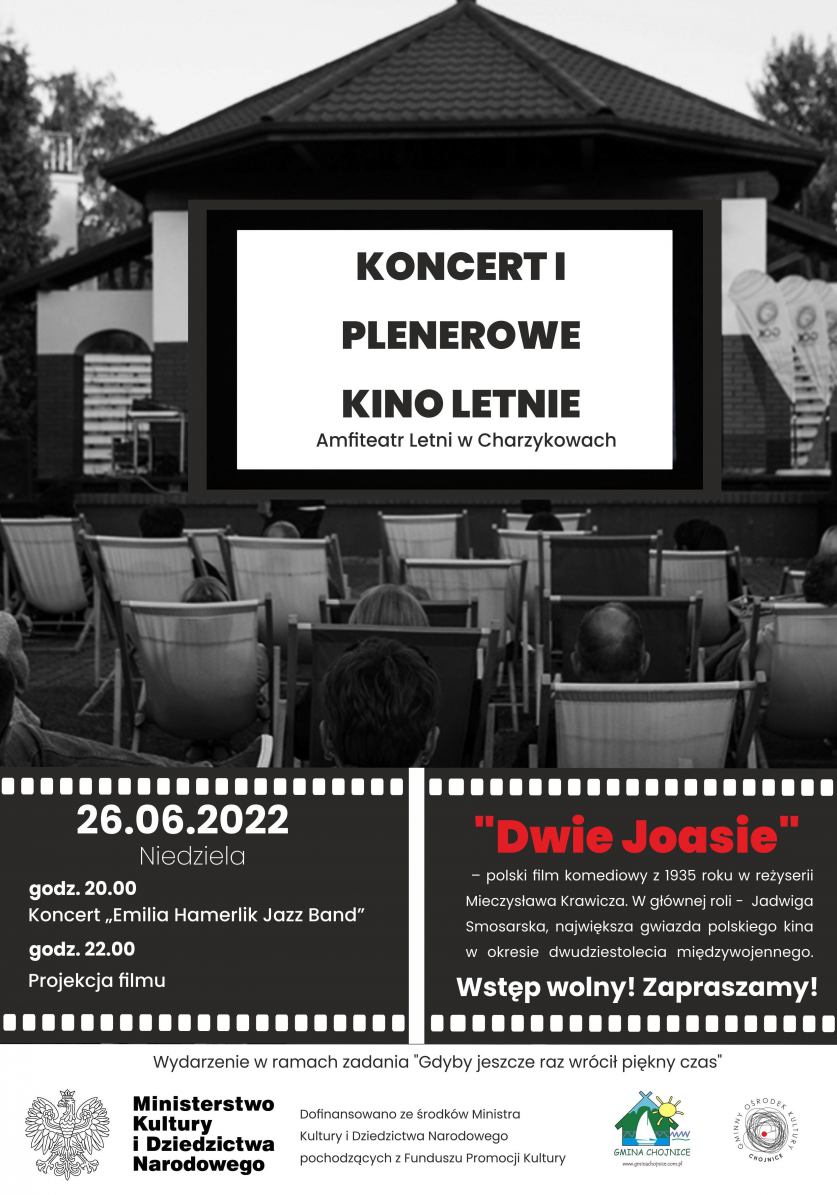 Plenerowe pokazy filmów  w starym kinie i koncert z muzyką dwudziestolecia międzywojennego ROZMOWA