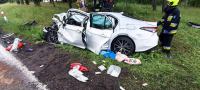 Zderzenie busa i osob&oacute;wki na drodze krajowej nr 25 Człuch&oacute;w - Rzeczenica. 10 os&oacute;b poszkodowanych (AKTUALIZACJA)