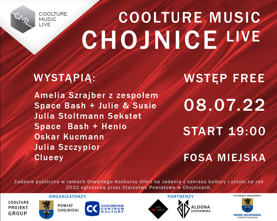 Coolture Music Live Chojnice to propozycja dla miłośników różnych gatunków muzyki na piątkowy (8.07.) wieczór