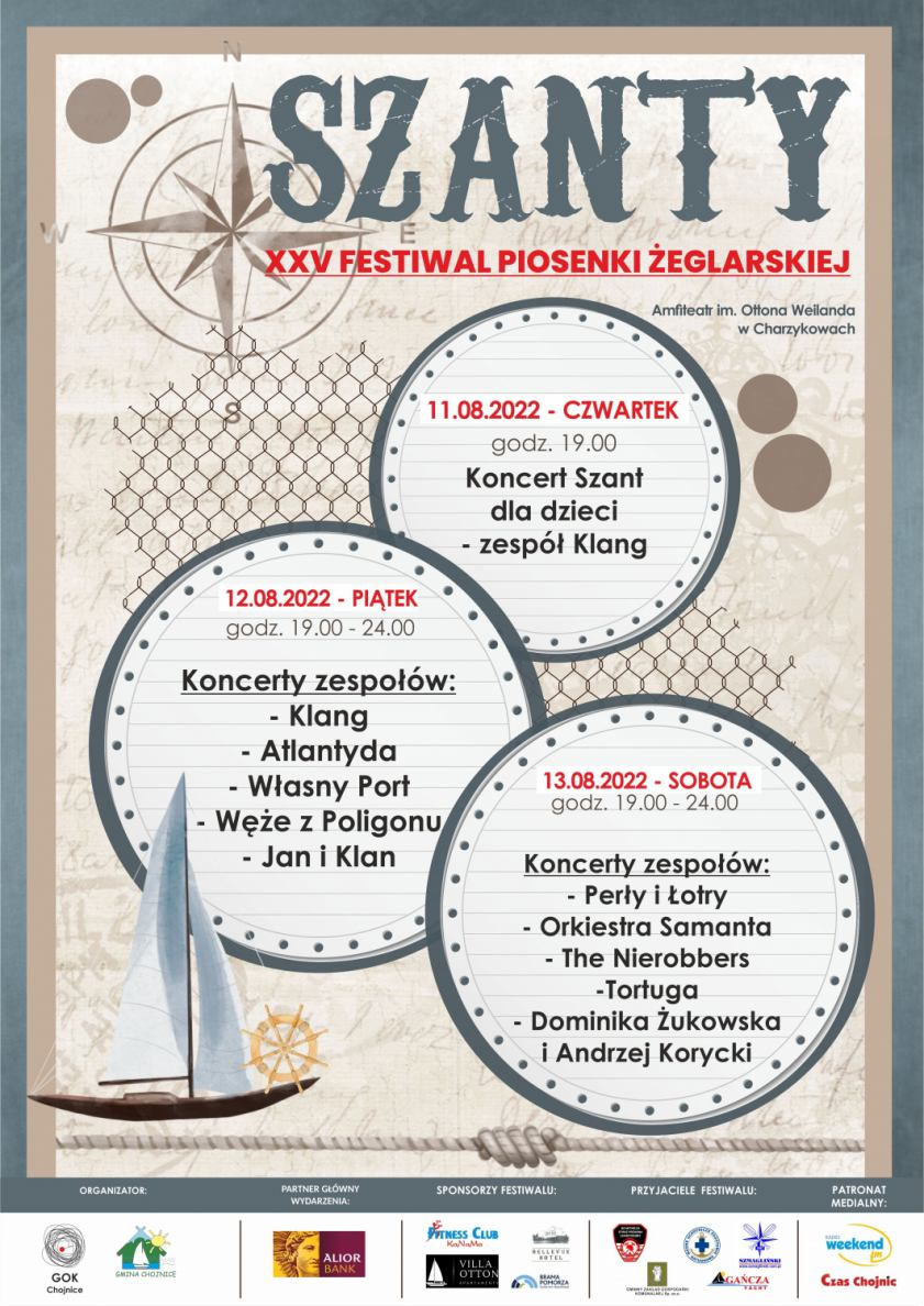 Przed nami dwa dni z szantami w gminie Chojnice, czyli kolejny Festiwal Piosenki Żeglarskiej