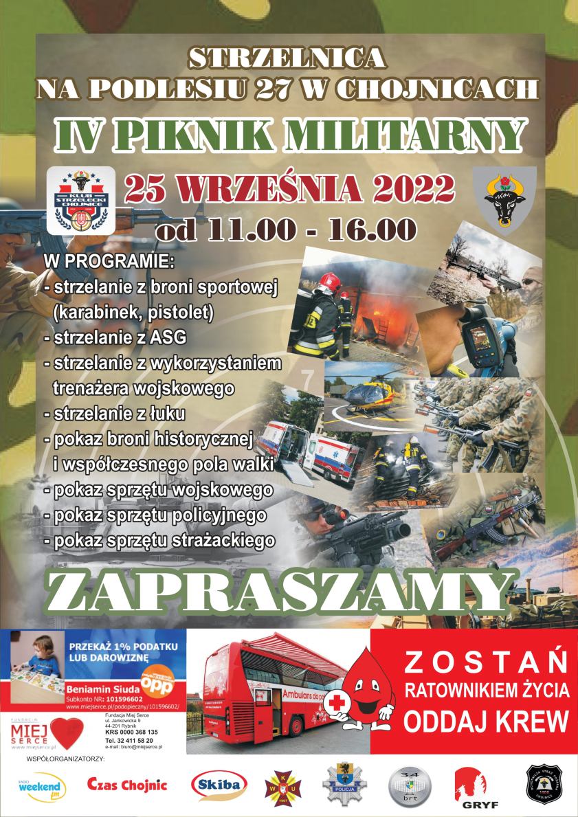 W najbliższą niedzielę w Chojnicach odbędzie się Piknik Militarny. Organizatorzy przygotowali atrakcje dla niemal każdej grupy wiekowej 