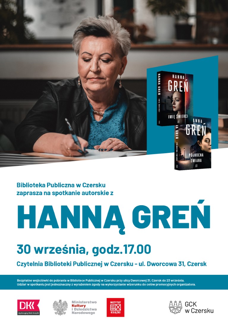 W Bibliotece Publicznej w Czersku dziś spotkanie autorskie z pisarką Hanną Greń