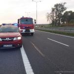 Wypadek motocyklisty na chojnickiej obwodnicy. Fot. KP PSP Chojnice