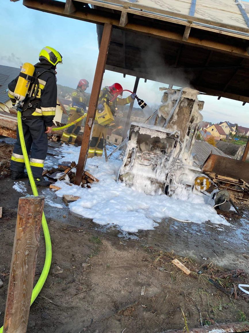 Spłonęła maszyna do obróbki drewna. 50 tys. zł strat po pożarze w tartaku
