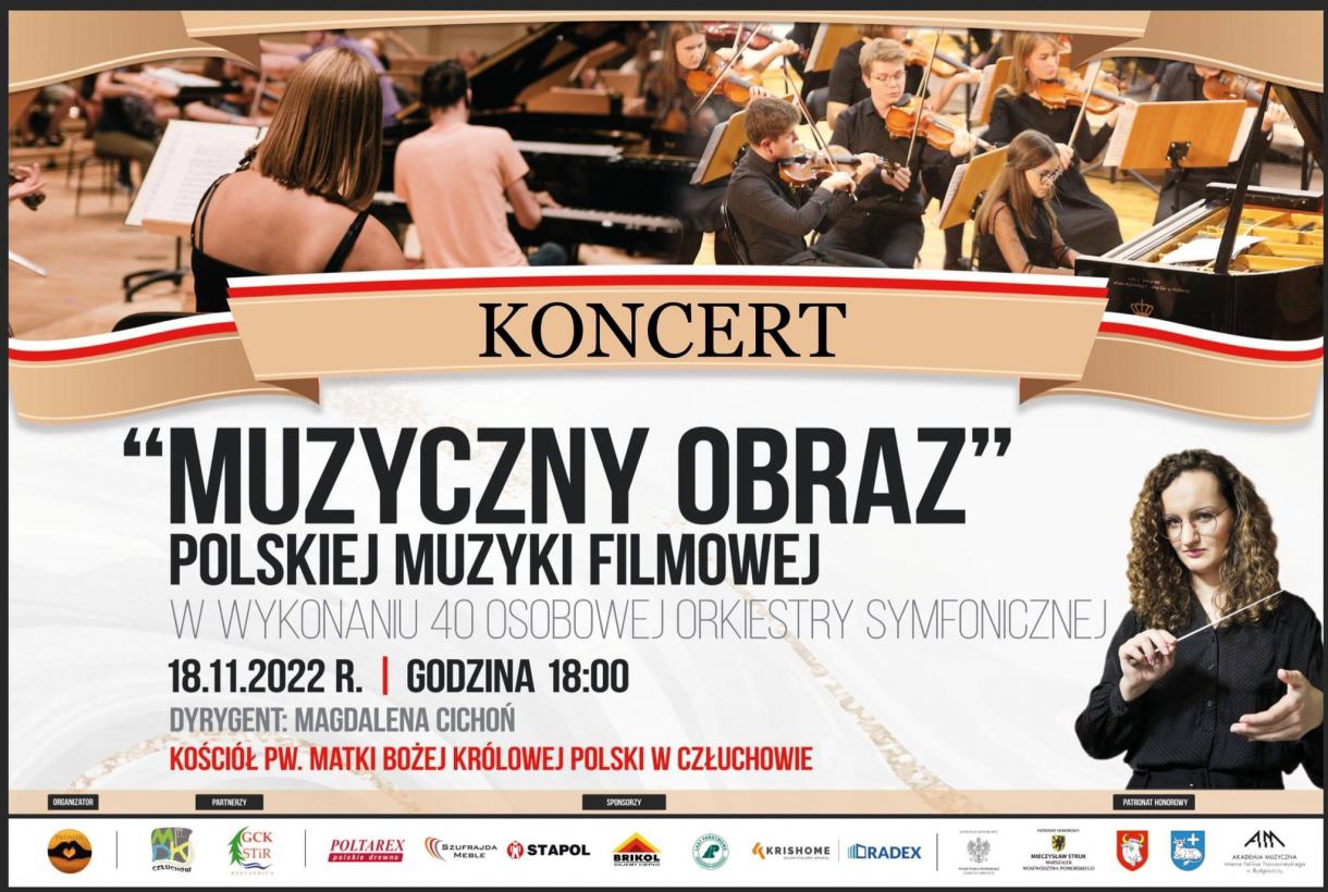 Czterdziestoosobowa orkiestra symfoniczna zagra w Człuchowie. Koncert polskiej muzyki filmowej już w piątek