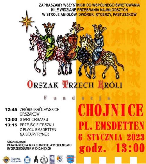 Orszaki Trzech Kr&oacute;li w regionie. Imprezy odbędą się m.in. w Chojnicach, Człuchowie, Tucholi i Czersku
