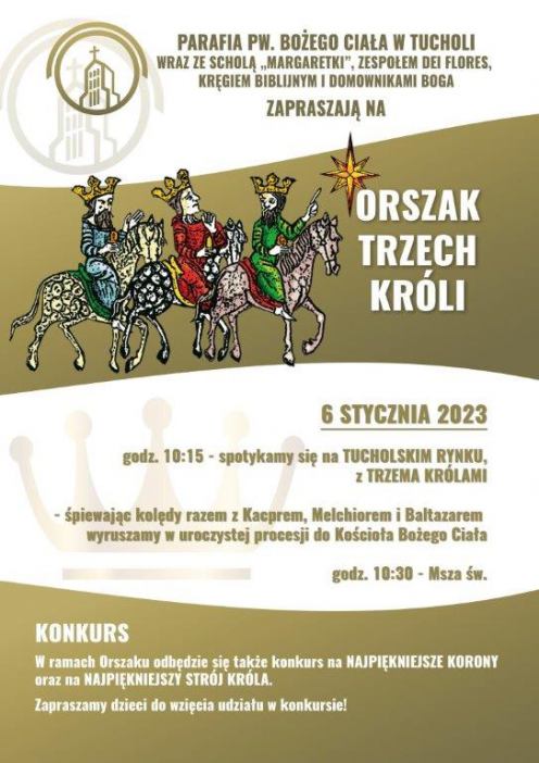 Orszaki Trzech Kr&oacute;li w regionie. Imprezy odbędą się m.in. w Chojnicach, Człuchowie, Tucholi i Czersku