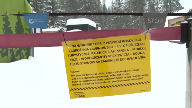Tatrzański Park Narodowy zamknięty do odwołania. Najwyższy stopień zagrożenia lawinowego