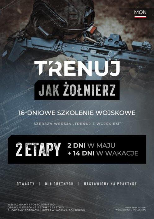 Wojskowe Centrum Rekrutacji w Człuchowie zachęca do udziału w projekcie "Trenuj jak żołnierz"