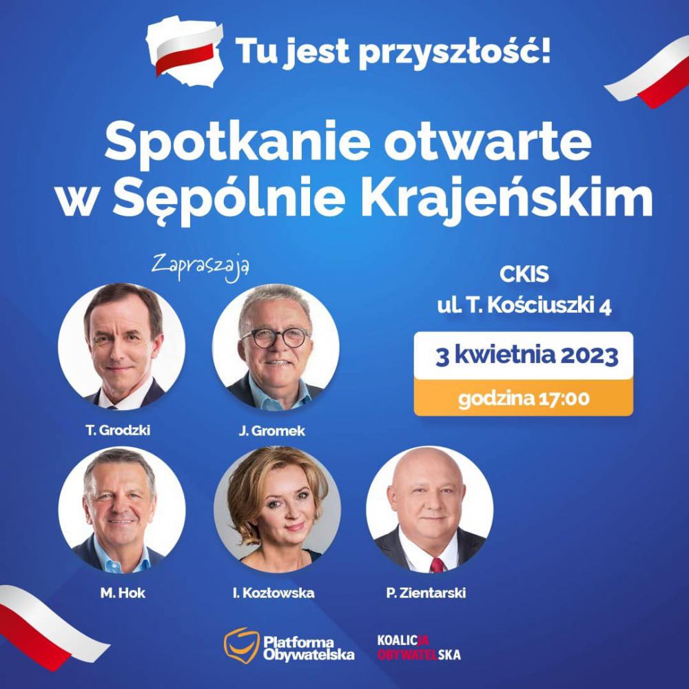 W Sępólnie Krajeńskim odbędzie się dziś 3.04. otwarte spotkanie z Marszałkiem Senatu Tomaszem Grodzkim