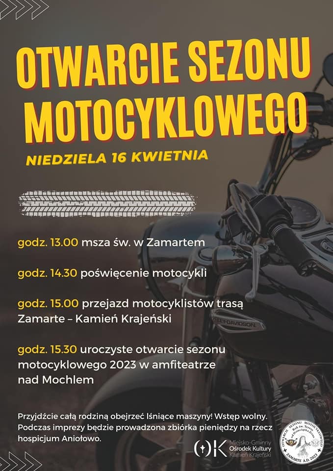 Dziś 16.04 w gminie Kamień Krajeński oficjalne otwarcie sezonu motocyklowego