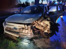 Toyota uderzyła w drzewo. Dwie osoby zostały ranne. 