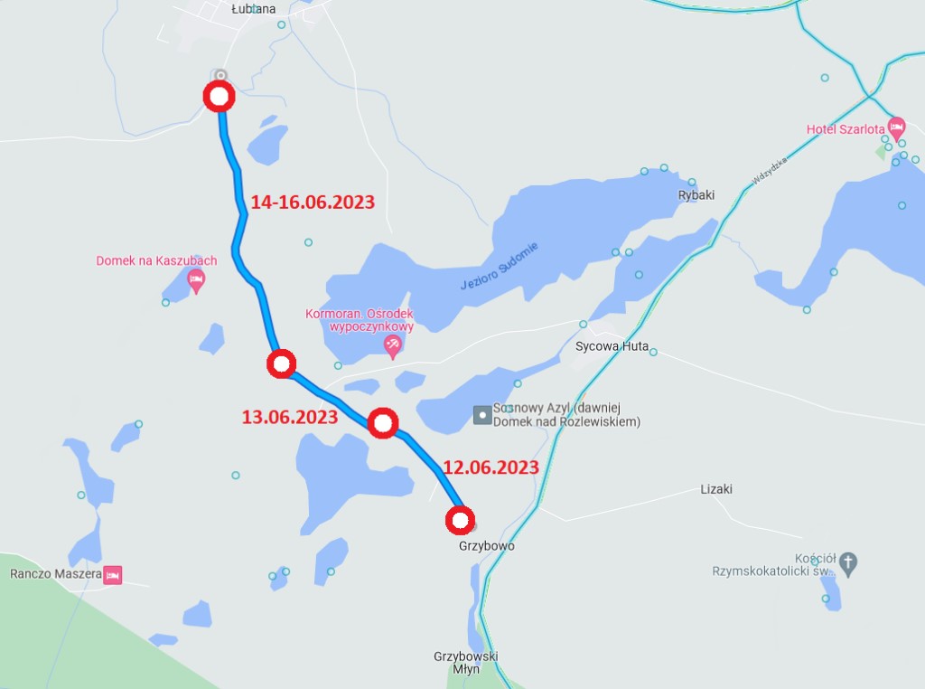 Uwaga kierowcy przejeżdżający przez gminę Kościerzyna - Od dziś 12.06. jest czasowo zamknięty ruch na drodze Grzybowo - Kościerzyna