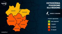Burze z gradem, silne opady deszczu i wiatr w porywach nawet do 100 km/h. Dziś pogoda w regionie może być niebezpieczna