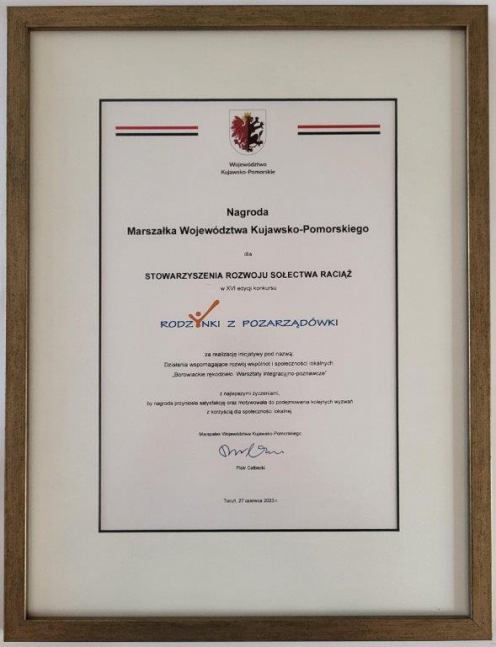 Stowarzyszenie Rozwoju Sołectwa Raciąż w gminie Tuchola wśr&oacute;d laureat&oacute;w konkursu kujawsko-pomorskiego marszałka
