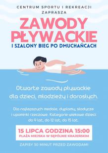 Centrum Sportu i Rekreacji w Sępólnie Krajeńskim organizuje dziś (15.07) zawody pływackie na plaży