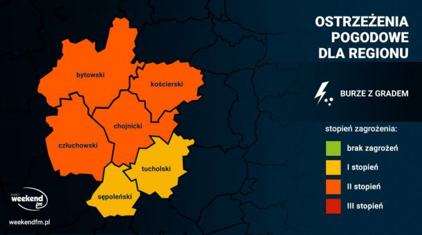 Uwaga na burze z gradem. IMGW podniósł stopień zagrożenia do drugiego dla powiatów w naszym regionie (AKTUALIZACJA)